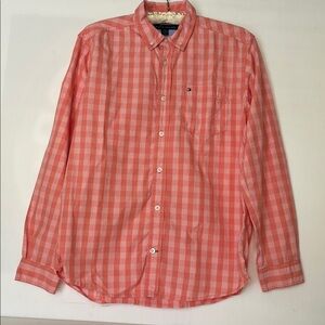 Tommy Hilfiger Coral Checkered Button-Down Shirt Size 16/18